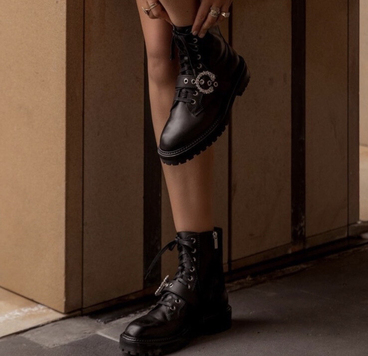 New Jimmy Choo Cora Black Soft Calf Leather Combat Boots New Jimmy Choo Cora Black Soft Calf Leather Combat Boots