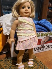EUC American Girl Doll Kit Kittredge  Skirt Tiered Top Sandals All Authentic