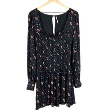Free People Whimsy Dress Womens M Floral Puff Sleeve Fairy Boho Whimsygoth Mini