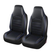 2p Car Front High Back Bucket Seat Covers Set - Black Synthetic Leather 3 Color