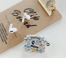 Pok mon Apple Airpods Pro White Hard Cover Protective Case With Carabiner Clip