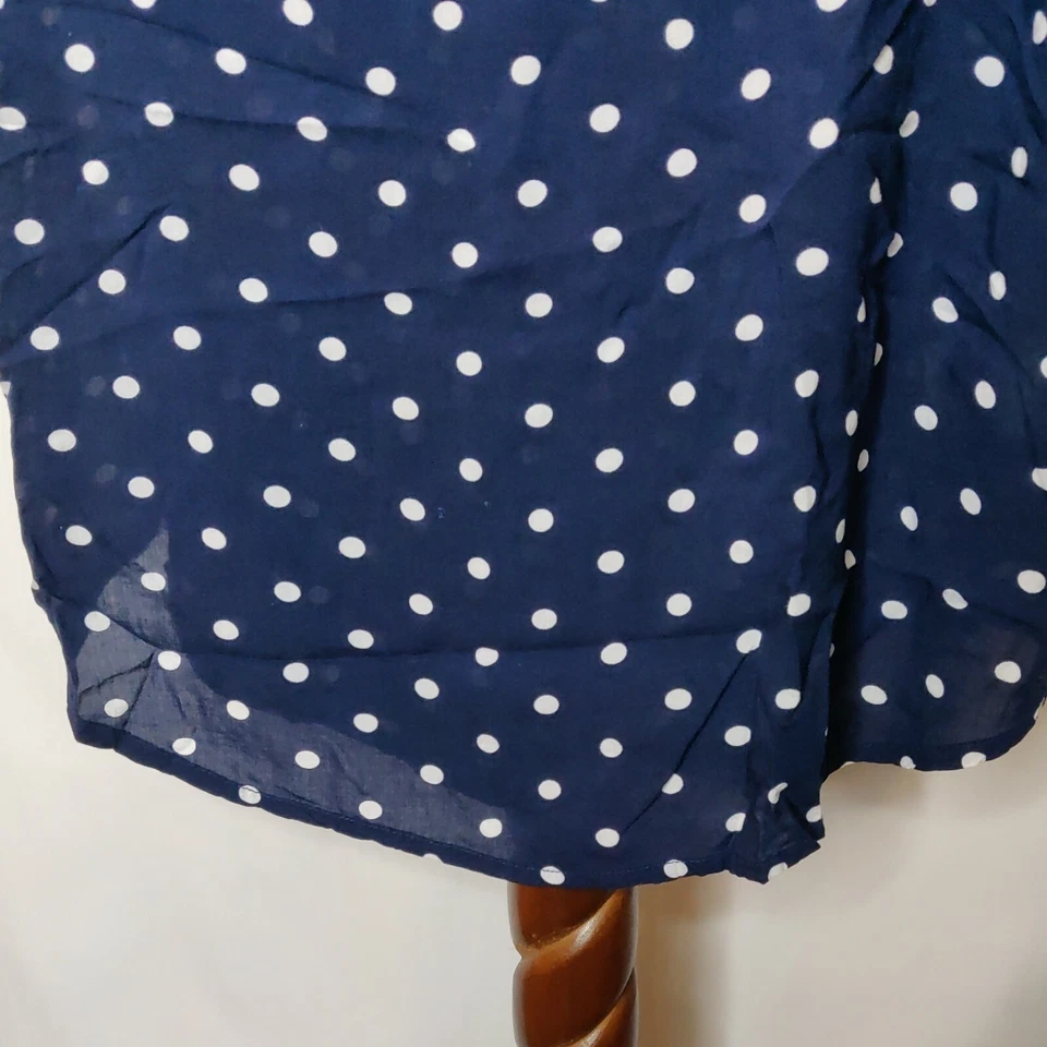 Faded Glory Mujer Talla S(4-6) Camiseta Sin Mangas Azul Blanco Lunares Cuello Redondo Bolsillo Foto 4 de 4