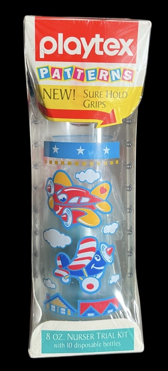 Playtex Patterns Airplane Nurser Trial Kit Infant Baby Bottles 8oz