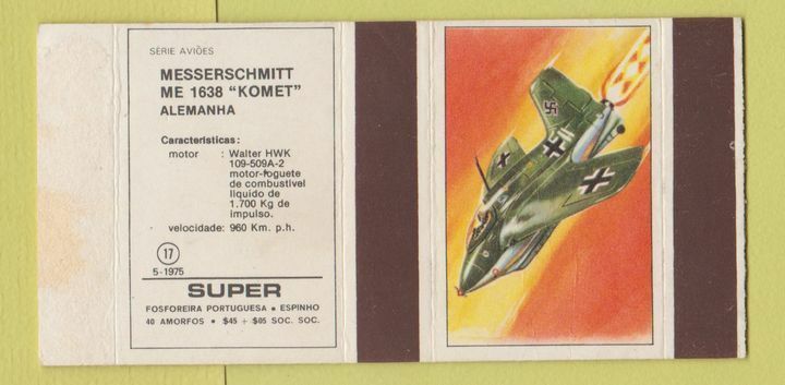 Matchbox - Super Matches Portugal Airplanes Messerschmitt Komet WEAR