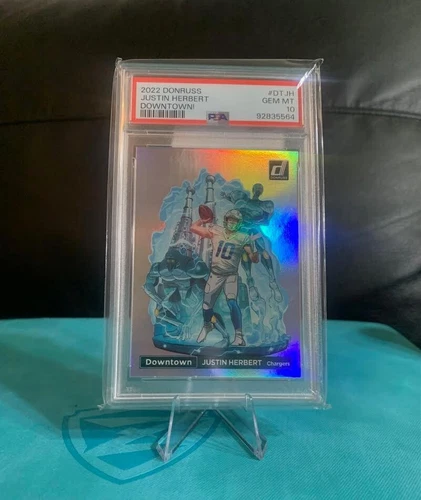 Justin Herbert 2022 Panini Donruss Football Downtown Chargers #DT-JH PSA 10