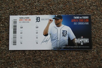 DETROIT TIGERS VS MINNESOTA TWINS 4/9/2015 FULL TICKET ~ J.D. MARTINEZ HR