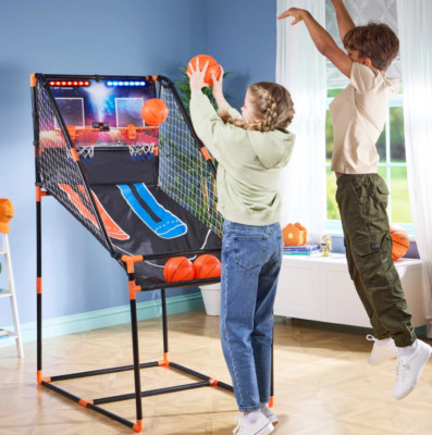 Double Shot Basketball elektronischer Arcade Spieltisch mit Timer & LED-Leuchten Spielzeug