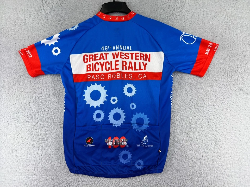 Camiseta deportiva de ciclismo Pactimo adulto mediana azul roja Great Western Bicycle Rally Paso Ro Foto 2 de 4