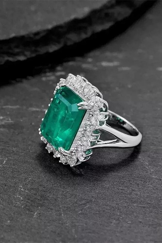 4.50 CT Emerald Cut Natural Emerald Diamond Engagement Ring 14K White Gold Solid - Imagen 2 de 4