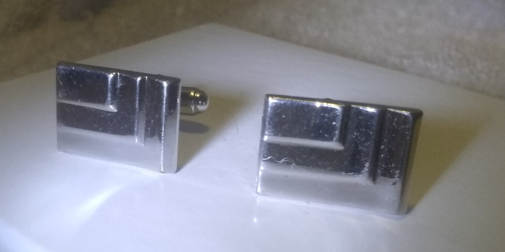 Anson Silver Shiny Rectangle Square Sectioned Cuf… - image 2