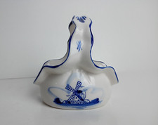 Vtg. Delft Blue Hand Painted Wavy Handle Bask...