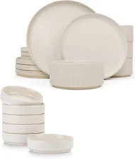 Dinnerware Set for 4 (12 Piece) and 4Oz Dipping Bowl Set (6 Piece) - Star Stonew
