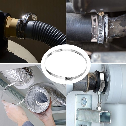 9 Inch AdjustableHose Clamp Dryer Vent Hose Metal Worm Drive Gear Duct Clamp - Foto 3 di 6