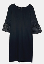 Talbots Sheath Dress Black Lace Bell Sleeve Stretch Women's Size 2 NEW