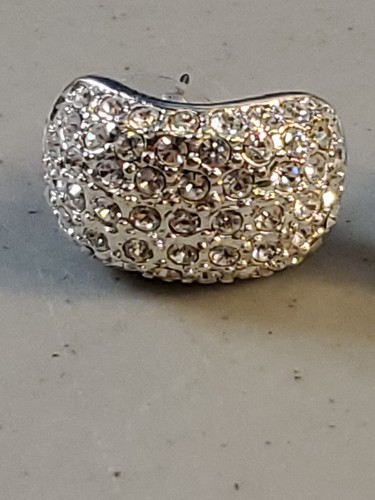 Vintage Silver Tone Rhinestone Half Hoop Huggie Earrings - Picture 22 of 24