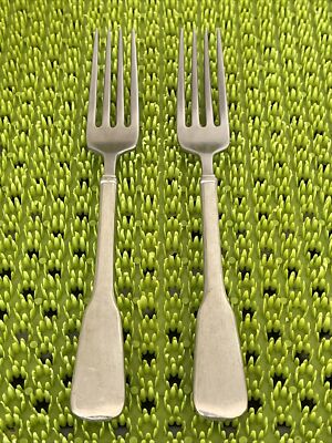 International DURHAM CENTER Pewter 2 Dinner Forks Satin Flatware E40G