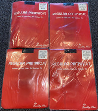 LOT 4 Quality Plus Pantyhose Regular Off Black USA VTG Size B - U Get All 4