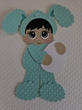 Easter Bunny Boy Standing Black Hair. Scrapbook, Card Making Paper Piecing
