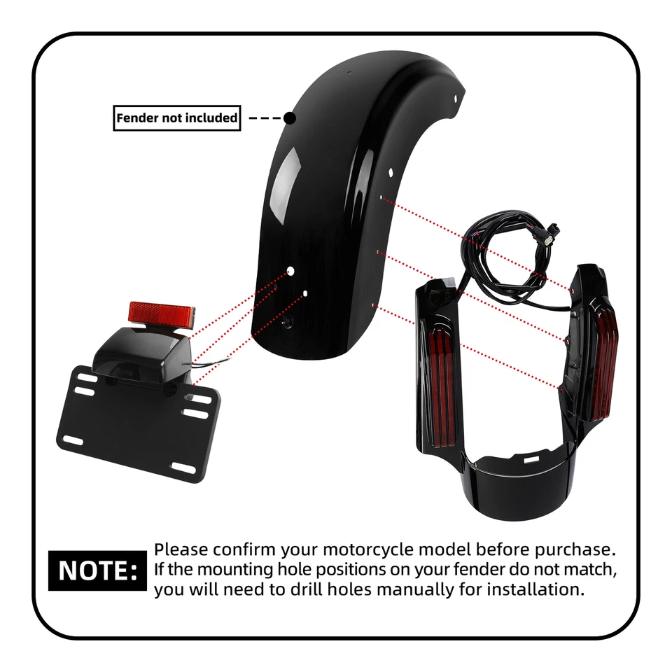 Luz LED de fascia para guardabarros trasero para Harley Touring Road King FLHR Street Glide FLHX Foto 3 de 4