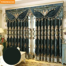 European thick chenille embroidered luxury cloth blackout curtain valance N901