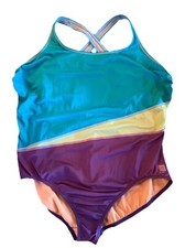 Lands  End One Piece Swimsuit Sz 22W Unpadded Shelf Bra Lined Compression Modest