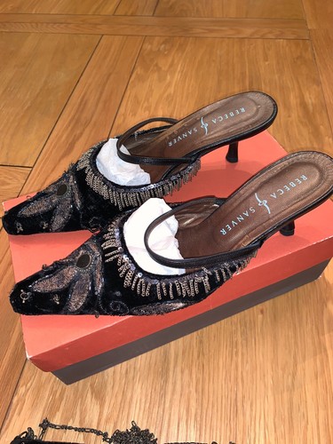 Black Rebeca Sanver Matching Shoes & Handbag size 39 - Picture 5 of 10
