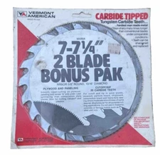 Vermont American 7-7 1/4” Saw Carbide Tipped 2 Blades Bonus Pack M4464 Cutoff A6