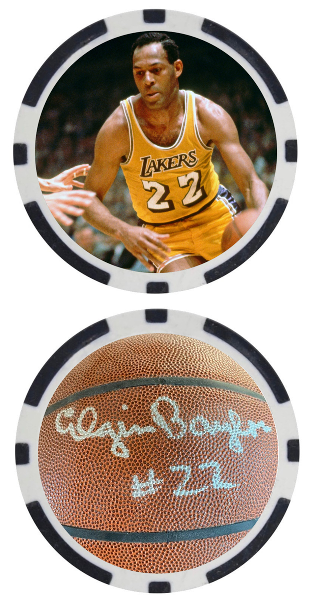 ELGIN BAYLOR BASKETBALL LEGEND LAKERS POKER CHIP ***SIGNED***
