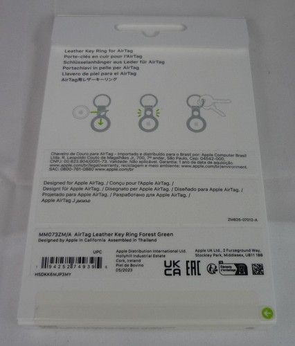 Genuine / Official Apple AirTag Leather Key Ring - Forest Green - New - Picture 3 of 6