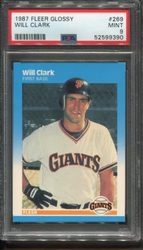 1987 Fleer Glossy #269 Will Clark RC PSA 9 ++ Looks GEM Centered Giants