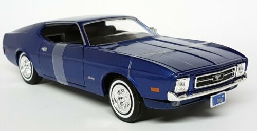 Motormax 1/24 1971 Ford Mustang toit sport bleu métallisé moulé sous pression voiture miniature - Photo 1/3