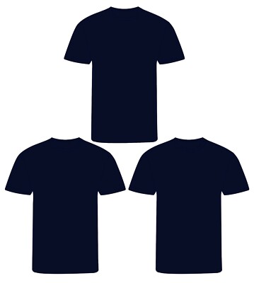 3 x Herren Sport TShirt Cool Dry feuchtigkeitsableitend atmungsaktiv Laufen Performance Gym Navy
