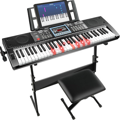 61-Key Beginner Keyboard Piano with Stand, Lighted Keys & 200 Sounds
