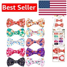 10 Pack Festive Small Dog Bow Ties for Holidays - Perfect for All Occasions