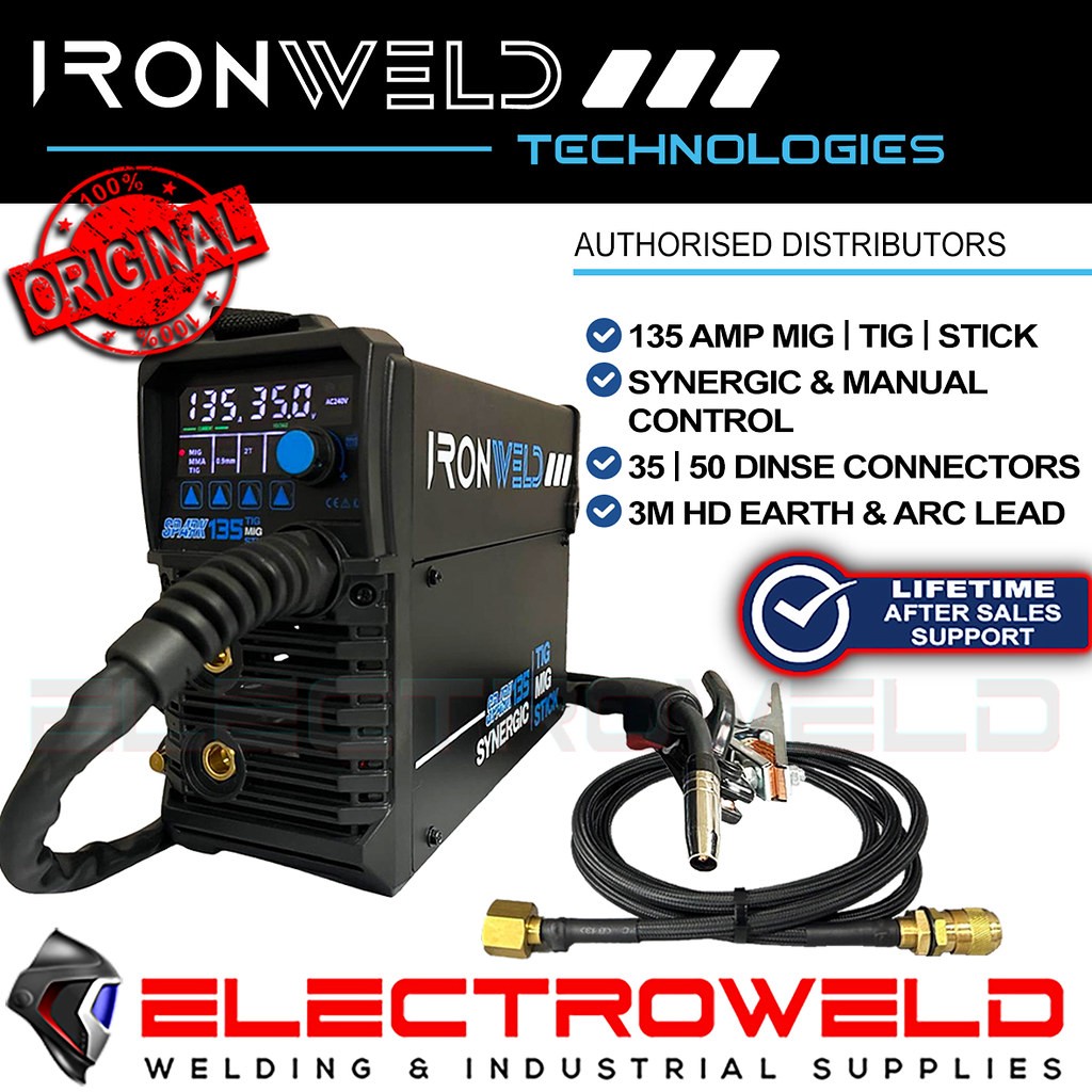 IRONWELD SPARK 135 Inverter MIG/TIG/STICK Welder Gas Gasless - SPARK135MTS
