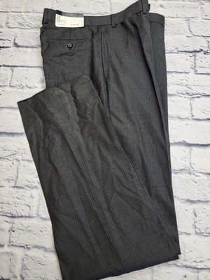 NWT Ralph Lauren Wool Dress Pants Black Pin Stripes Flat Front Men 35 Waist