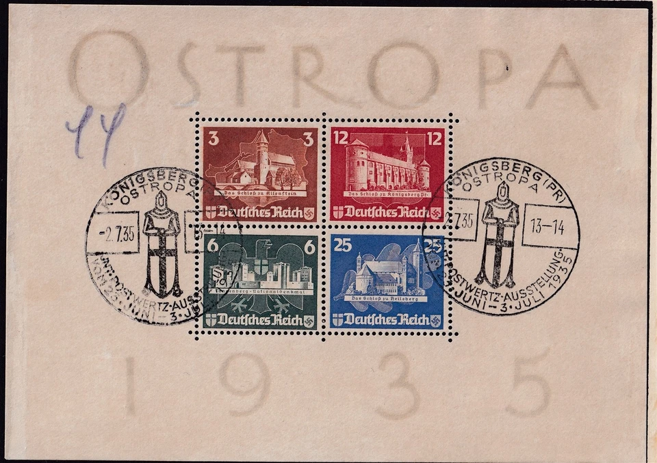 Stamp Germany Mi 576-9 Cover Sheet 1935 3rd Reich Ostropa Konigsberg U - Image 3 of 3