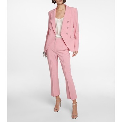 Veronica Beard Kean Pink High Waist Pintuck Cropped Flare Trousers Dress Pants 6