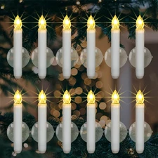 12 PCS Christmas LED Window Candles with 6h Timer with Suction Cups