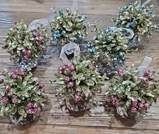 7 Mistletoe Kissing Krystal Faceted Ball Ornament Christmas 3 Blue 4 Pink/Purple