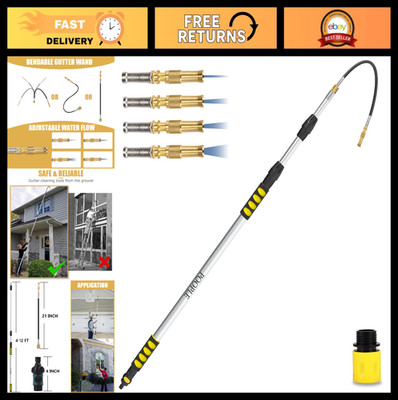 12FT Telescopic Gutter Cleaning Tool - Long Reach Wand with Hose Attachment, Eas