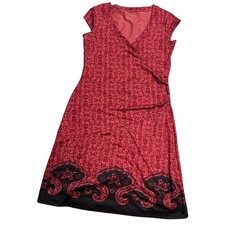 Athleta Paisley Nectar Faux Wrap Dress Stretch Women's Size Small 43109 Red