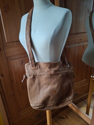 Vintage Handtasche Bucket Bag Belles Rives Echtleder Beige/Hellbraun
