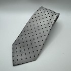 Brioni Geometric Polka Dot Print Neck Tie Silk Italy Classy Professional Silver
