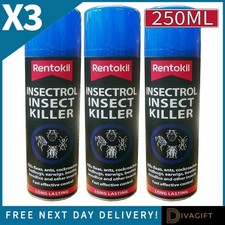 3 x RENTOKIL INSECTROL INSECT KILLER SPRAY 250ML KILLS PEST FLEAS ANTS BEDBUGS