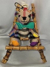 Thomas Bear Multicolor Bag Charm/Keychain Cashmere Green Bow Gold-tone Hardware