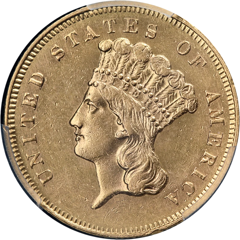 1864 Indian Princess Gold $3 PCGS AU Detail Key Date Superb Eye Appeal