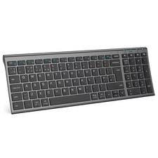 iClever IC-BK10 Wireless Bluetooth Keyboard Rechargeable–UK QWERTY Layout, Black