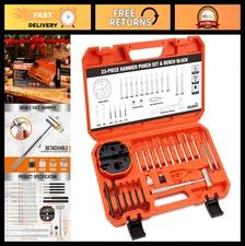 23-Piece Roll Pin Punch Set with Hammer & Bench Block - Ideal Maintenance Tool