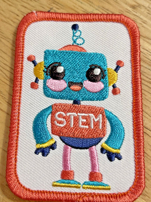 Embroidered STEM Robot Fun Patch Science Technology Engineering Math Iron On Sew